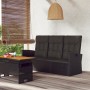 Banco jardín reclinable y cojines ratán sintético negro 173 cm de vidaXL, Bancos de jardín - Ref: Foro24-362183, Precio: 223,...