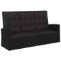 Banco jardín reclinable y cojines ratán sintético negro 173 cm de vidaXL, Bancos de jardín - Ref: Foro24-362183, Precio: 223,...