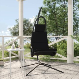 Silla colgante de jardín con cojín acero y tela Oxford negro de vidaXL, Balancines de jardín - Ref: Foro24-362728, Precio: 10...