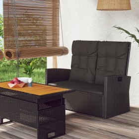 Banco jardín reclinable y cojines ratán sintético negro 118 cm de vidaXL, Bancos de jardín - Ref: Foro24-362185, Precio: 146,...