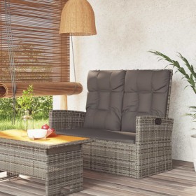 Banco jardín reclinable y cojines ratán sintético gris 118 cm de vidaXL, Bancos de jardín - Ref: Foro24-362186, Precio: 213,9...