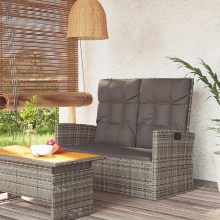 Banco jardín reclinable y cojines ratán sintético gris 118 cm de vidaXL, Bancos de jardín - Ref: Foro24-362186, Precio: 213,3...