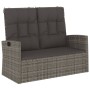 Banco jardín reclinable y cojines ratán sintético gris 118 cm de vidaXL, Bancos de jardín - Ref: Foro24-362186, Precio: 213,9...