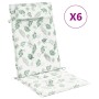 High back chair cushions 6 pcs Oxford fabric with leaf print by vidaXL, Cushions for chairs and sofas - Ref: Foro24-361930, P...