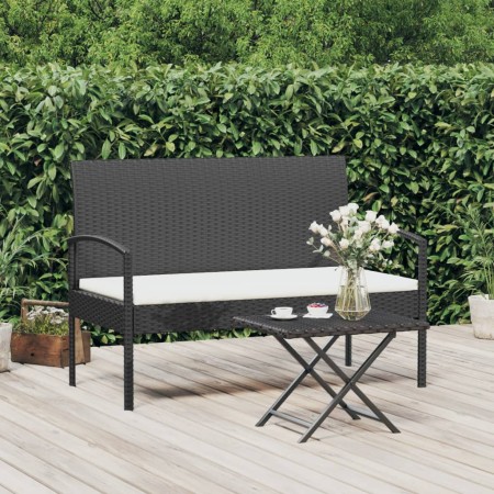 Banco de jardín con cojín ratán sintético negro 105 cm de vidaXL, Bancos de jardín - Ref: Foro24-362166, Precio: 132,99 €, De...