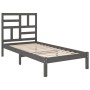 Gray solid wood single bed frame 90x190 cm by vidaXL, Beds and slatted bases - Ref: Foro24-3105917, Price: 120,67 €, Discount: %