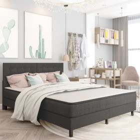 Box spring bed dark gray fabric 180x200 cm by vidaXL, Beds and slatted bases - Ref: Foro24-3054714, Price: 679,99 €, Discount: %