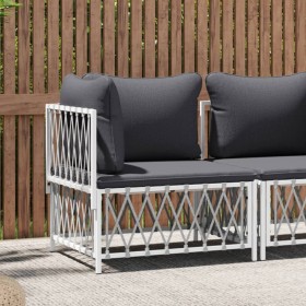 Garten-Ecksofa mit gewebten Stoffkissen weiß von vidaXL, Modulare Sofas für den Außenbereich - Ref: Foro24-364138, Preis: 66,...