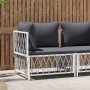 Corner garden sofa with white woven fabric cushions by vidaXL, Modular outdoor sofas - Ref: Foro24-364138, Price: 66,39 €, Di...