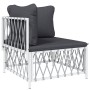 Garten-Ecksofa mit gewebten Stoffkissen weiß von vidaXL, Modulare Sofas für den Außenbereich - Ref: Foro24-364138, Preis: 66,...