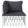 Corner garden sofa with white woven fabric cushions by vidaXL, Modular outdoor sofas - Ref: Foro24-364138, Price: 66,39 €, Di...