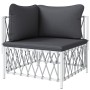 Corner garden sofa with white woven fabric cushions by vidaXL, Modular outdoor sofas - Ref: Foro24-364138, Price: 66,39 €, Di...