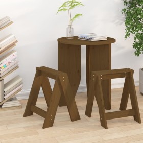 2 solid pine wood stools honey brown 40x40x45 cm by vidaXL, Folding stools and chairs - Ref: Foro24-823662, Price: 31,99 €, D...