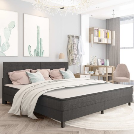 Box spring bed dark gray fabric 200x200 cm by vidaXL, Beds and slatted bases - Ref: Foro24-3054715, Price: 739,99 €, Discount: %