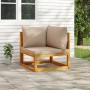 Corner modular sofa made of solid acacia wood with gray taupe cushions by vidaXL, Modular outdoor sofas - Ref: Foro24-360004,...