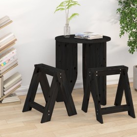 Stools 2 units solid black pine wood 40x40x45 cm by vidaXL, Folding stools and chairs - Ref: Foro24-823663, Price: 31,97 €, D...