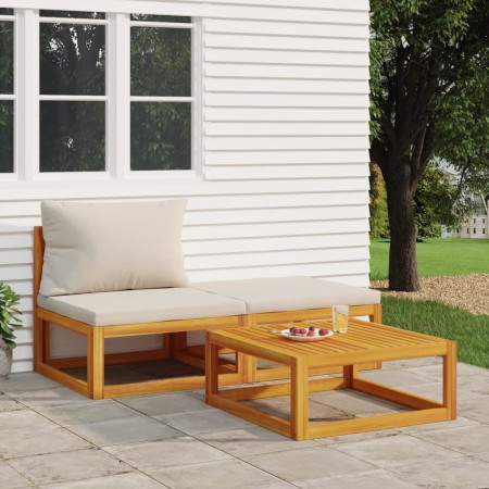 3-teiliges Gartenmöbel-Set mit Kissen aus Akazienholz von vidaXL, Modulare Sofas für den Außenbereich - Ref: Foro24-360009, P...