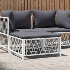 Garden stool with white woven fabric cushion by vidaXL, Modular outdoor sofas - Ref: Foro24-364140, Price: 44,35 €, Discount: %