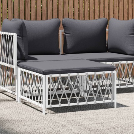 Garden stool with white woven fabric cushion by vidaXL, Modular outdoor sofas - Ref: Foro24-364140, Price: 44,32 €, Discount: %