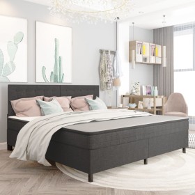 Box spring bed dark gray fabric 200x200 cm by vidaXL, Beds and slatted bases - Ref: Foro24-3054797, Price: 754,29 €, Discount: %