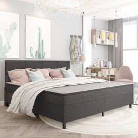 Box spring bed dark gray fabric 200x200 cm by vidaXL, Beds and slatted bases - Ref: Foro24-3054801, Price: 748,64 €, Discount: %