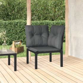 Eckgartensessel mit schwarzen und grauen synthetischen Rattankissen von vidaXL, Modulare Sofas für den Außenbereich - Ref: Fo...