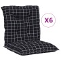 Low back chair cushions 6 pcs black plaid fabric by vidaXL, Cushions for chairs and sofas - Ref: Foro24-360343, Price: 113,62...