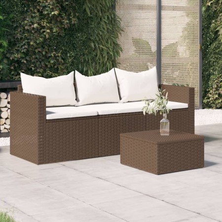 3-seater garden sofa with brown synthetic rattan cushions by vidaXL, Outdoor sofas - Ref: Foro24-362326, Price: 176,16 €, Dis...