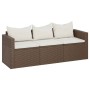 3-seater garden sofa with brown synthetic rattan cushions by vidaXL, Outdoor sofas - Ref: Foro24-362326, Price: 175,95 €, Dis...