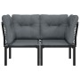 Corner garden sofas with cushions 2 units black and gray PE rattan by vidaXL, Modular outdoor sofas - Ref: Foro24-362801, Pri...