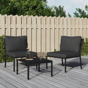 Gartenstühle 2 Stück aus Stahl mit grauen Kissen 60x74x79 cm von vidaXL, Modulare Sofas für den Außenbereich - Ref: Foro24-36...