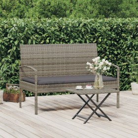 Banco de jardín con cojín ratán sintético gris 105 cm de vidaXL, Bancos de jardín - Ref: Foro24-362167, Precio: 111,99 €, Des...