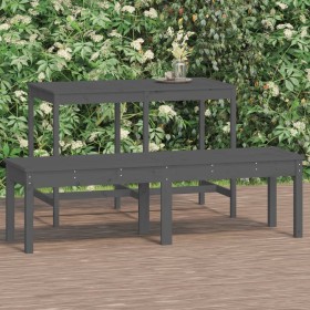 2-seater garden bench solid gray pine wood 159.5x44x45 cm by vidaXL, garden benches - Ref: Foro24-824013, Price: 67,99 €, Dis...