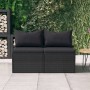 Central garden sofas with 2 black synthetic rattan cushions by vidaXL, Outdoor sofas - Ref: Foro24-362332, Price: 132,29 €, D...