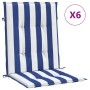 Cojines silla de respaldo bajo 6 uds tela a rayas azul y blanco de vidaXL, Cojines para sillas y sofás - Ref: Foro24-361321, ...