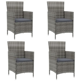 Garden chairs 4 units with gray synthetic rattan cushions by vidaXL, Garden chairs - Ref: Foro24-316690, Price: 286,46 €, Dis...