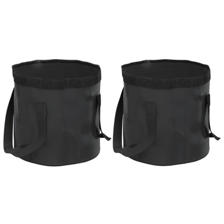 Folding buckets 2 units black PVC 20 L by vidaXL, camping tools - Ref: Foro24-364312, Price: 26,28 €, Discount: %