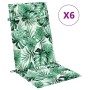 High back chair cushions 6 pcs Oxford fabric printed leaves by vidaXL, Cushions for chairs and sofas - Ref: Foro24-361912, Pr...