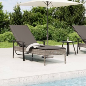 Lounger with synthetic rattan cushion with gray cushion by vidaXL, Garden sets - Ref: Foro24-362807, Price: 114,99 €, Discoun...