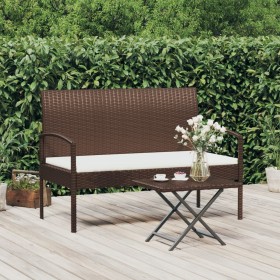 Banco de jardín con cojín ratán sintético marrón 105 cm de vidaXL, Bancos de jardín - Ref: Foro24-362165, Precio: 125,38 €, D...