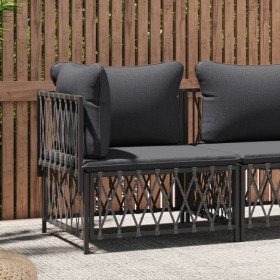 Garten-Ecksofa mit anthrazitgrauen Kissen aus gewebtem Stoff von vidaXL, Modulare Sofas für den Außenbereich - Ref: Foro24-36...