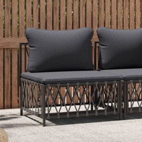 Zentrales Gartensofa mit anthrazitgrauen Kissen aus gewebtem Stoff von vidaXL, Modulare Sofas für den Außenbereich - Ref: For...