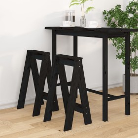 Stools 2 units solid black pine wood 40x40x75 cm by vidaXL, Folding stools and chairs - Ref: Foro24-823673, Price: 44,99 €, D...