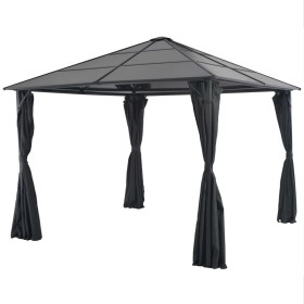 Gazebo with aluminum curtains 3x3 m black by vidaXL, Tents and gazebos - Ref: Foro24-44640, Price: 562,49 €, Discount: %