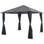 Gazebo with aluminum curtains 3x3 m black by vidaXL, Tents and gazebos - Ref: Foro24-44640, Price: 563,15 €, Discount: %