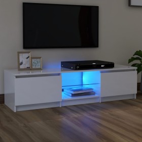 Mueble de TV con luces LED blanco brillante 140x40x35,5 cm de vidaXL, Muebles TV - Ref: Foro24-804298, Precio: 95,57 €, Descu...