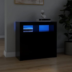 Sideboard mit LED-Leuchten schwarz 80x35x75 cm von vidaXL, Sideboards - Ref: Foro24-804329, Preis: 83,39 €, Rabatt: %