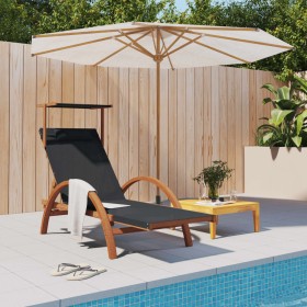 Lounger with gray textilene canopy and solid poplar wood by vidaXL, Loungers - Ref: Foro24-363474, Price: 194,99 €, Discount: %