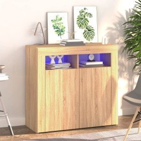 Sideboard mit LED-Leuchten Sonoma-Eiche 80x35x75 cm von vidaXL, Sideboards - Ref: Foro24-804331, Preis: 70,35 €, Rabatt: %