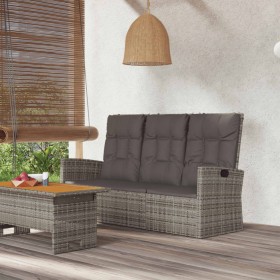 Banco jardín reclinable y cojines ratán sintético gris 173 cm de vidaXL, Bancos de jardín - Ref: Foro24-362184, Precio: 292,9...